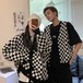 ニットカーディガン 秋冬 ユニセックス レディース メンズ ペア 前あき 羽織り Vネック ルーズシルエット チェック柄 大きサイズ トップス おしゃれ 韓国オルチャン 大人可愛い 30代 40代