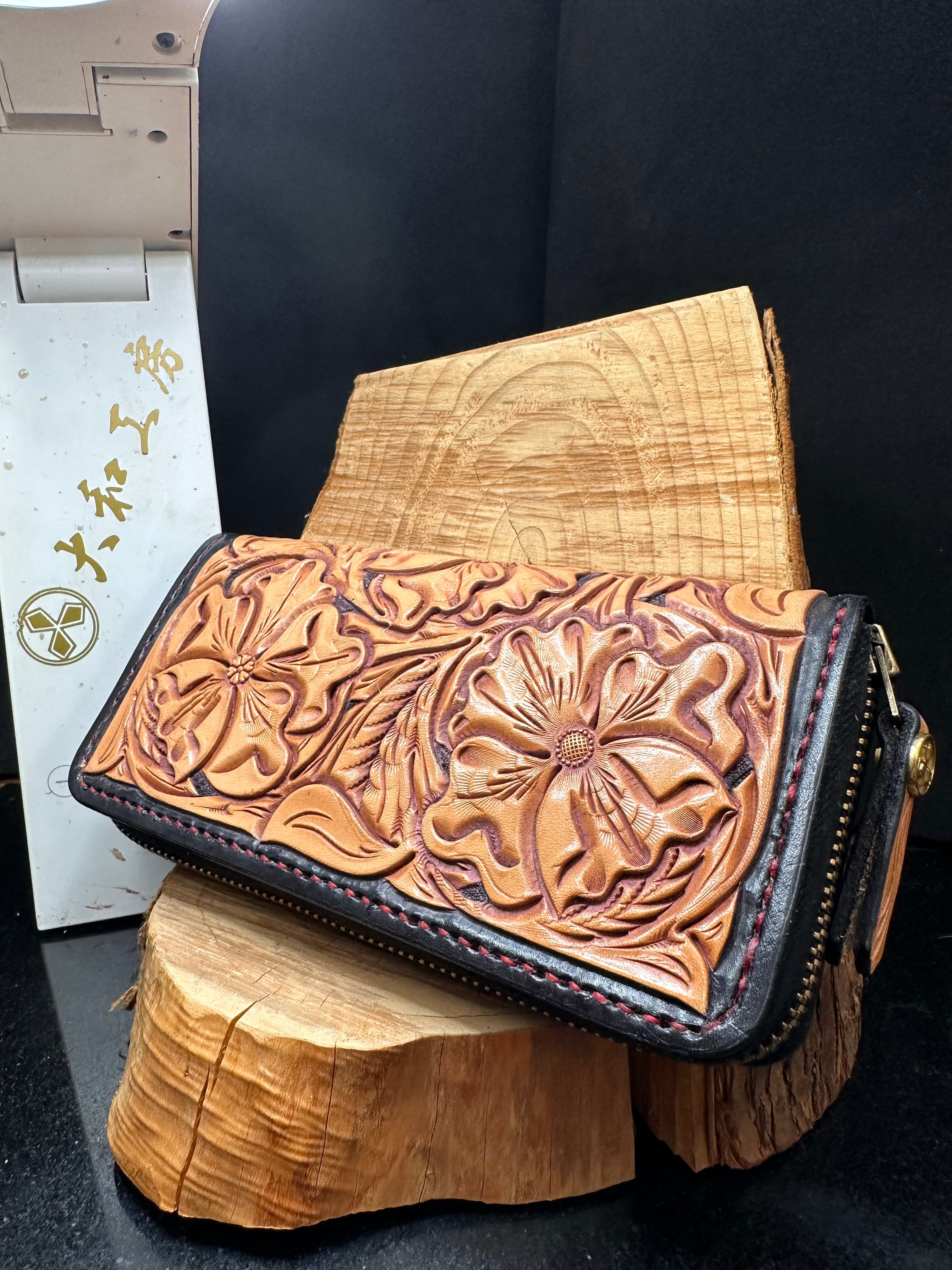 限定品 極美品 彫ろく×大和工房 雲竜図 カービング 長財布 ドラゴン