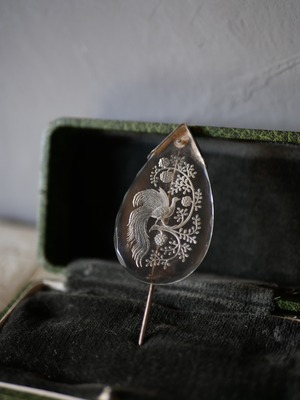 クラヴァットピン　ハットピン　純銀　繊細な彫り　フランスアンティーク　ブロカント