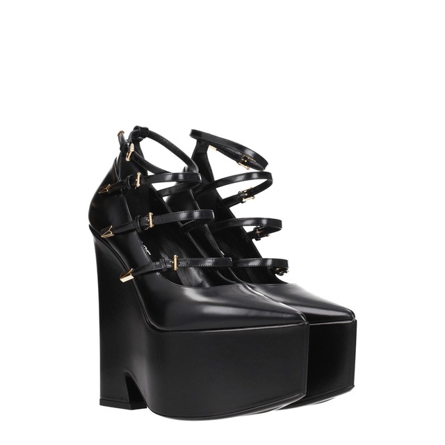 VERSACE ヴェルサーチェ レディース パンプス レザー ブラック 1009469DVT511B00V