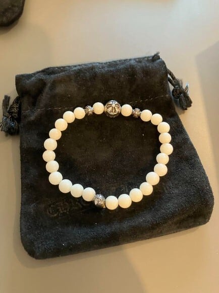 CHROME HEARTS クロムハーツ ホワイトジェイドビーズ ブレスレット 