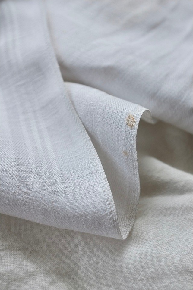 フランス リネン 180c 鏡の国のアリス的モノグラムとテーブルクロス  アンティーク