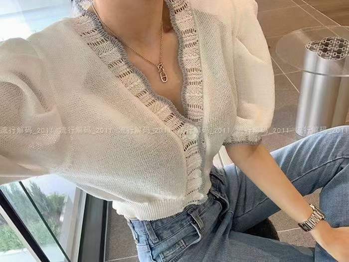 シアーニット 配色カーデ AJ1079-912