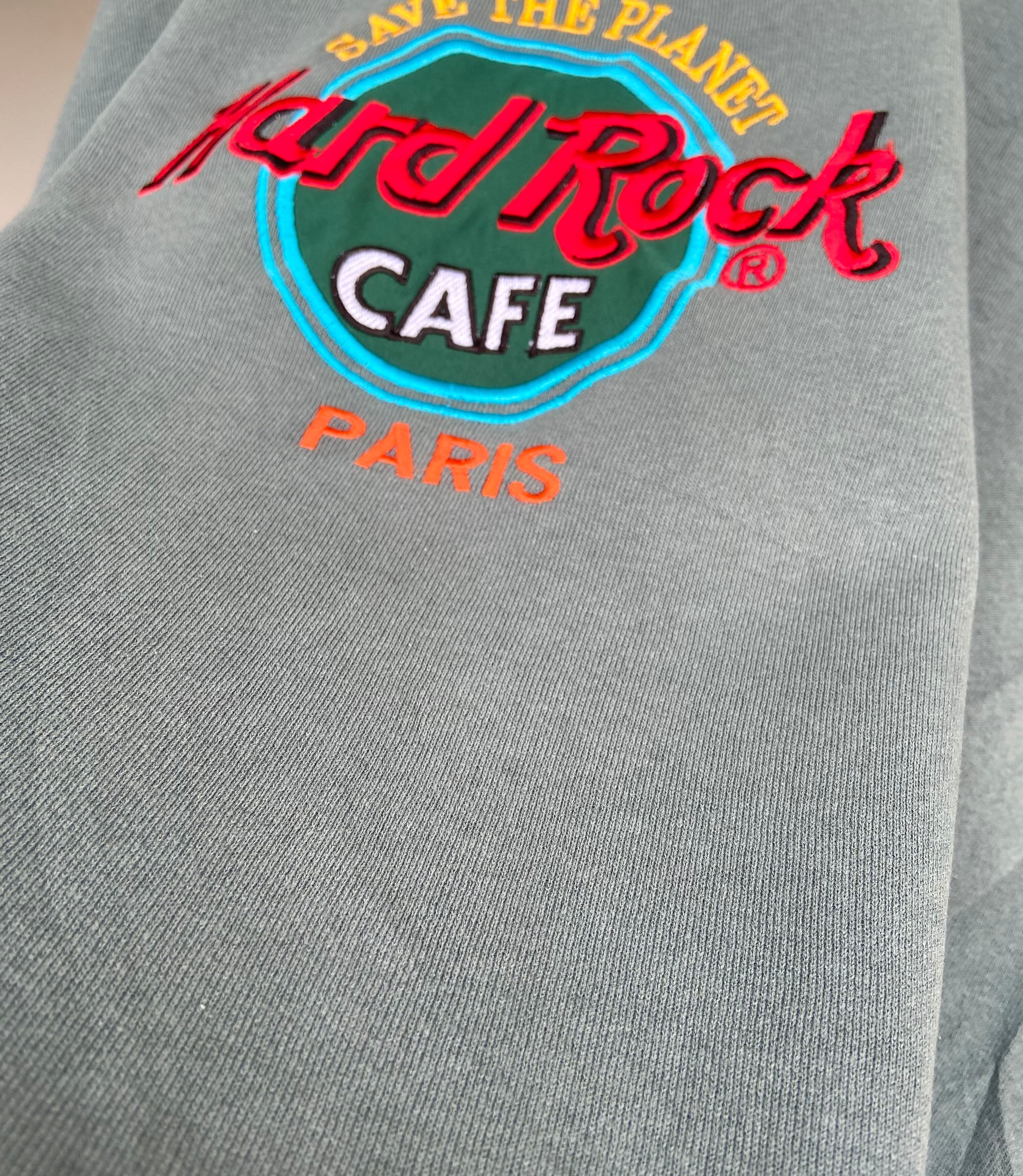 USA製 Hard Rock Cafe/ハードロックカフェ 刺繍スウェットチャコール 