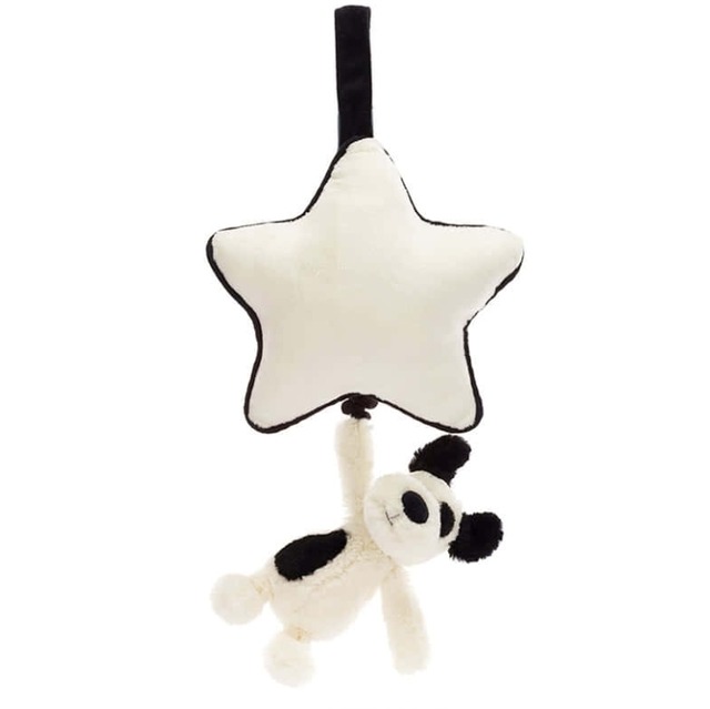Jellycat ジェリーキャット | Bashful Black & Cream Puppy Musical Pull オルゴール ベッドメリー MP4BCP Jellycat Baby
