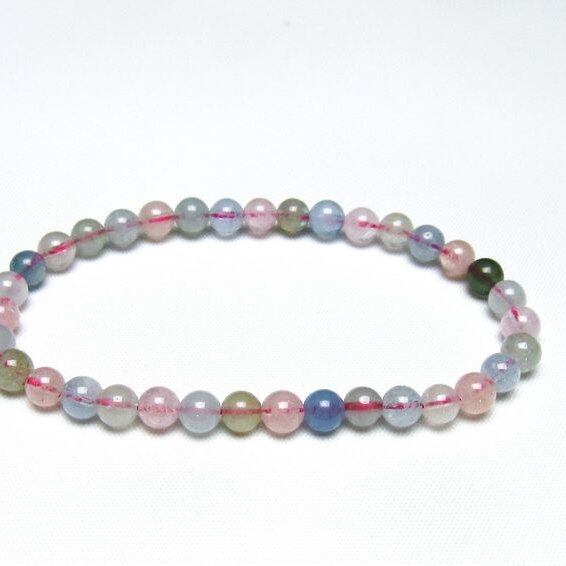 ミックスカラーベリル ブレスレット 5mm 一点物 メール便可 [M便 1/10] 111-48777
