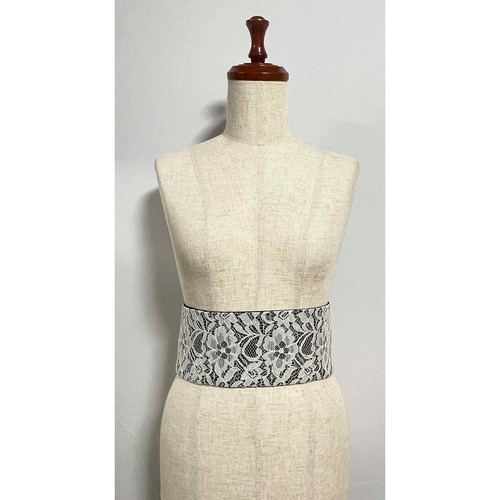 A-PD-2531　アイボリー×黒レースシンプルベルト　アイレ製★1点物★