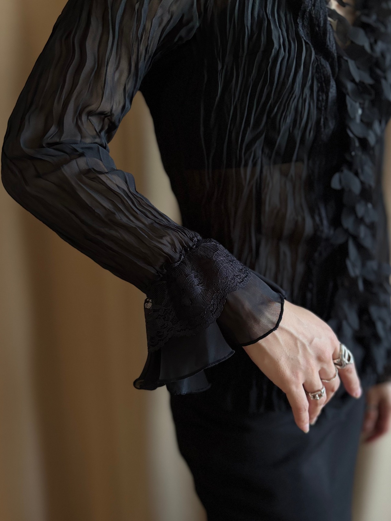 elegance mode black sheer tops-4876-9