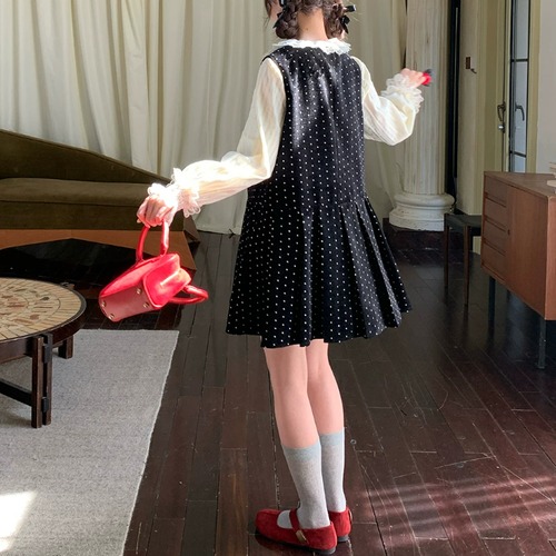 ダブルボタンドットジャンスカ ・78997