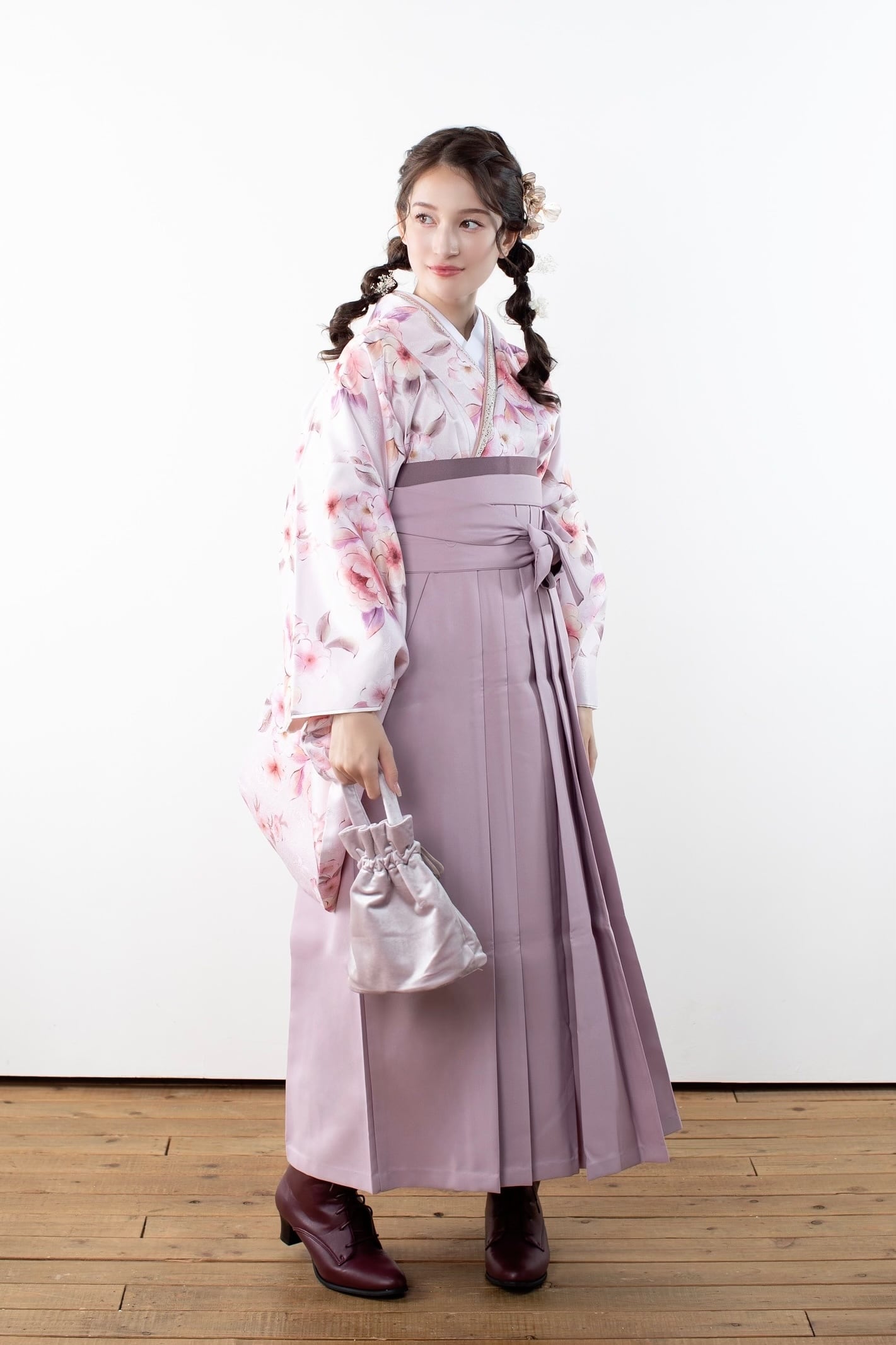 Kimono Sienne 卒業式袴3点セット ピンク 袴 二尺袖着物 袴 卒業式