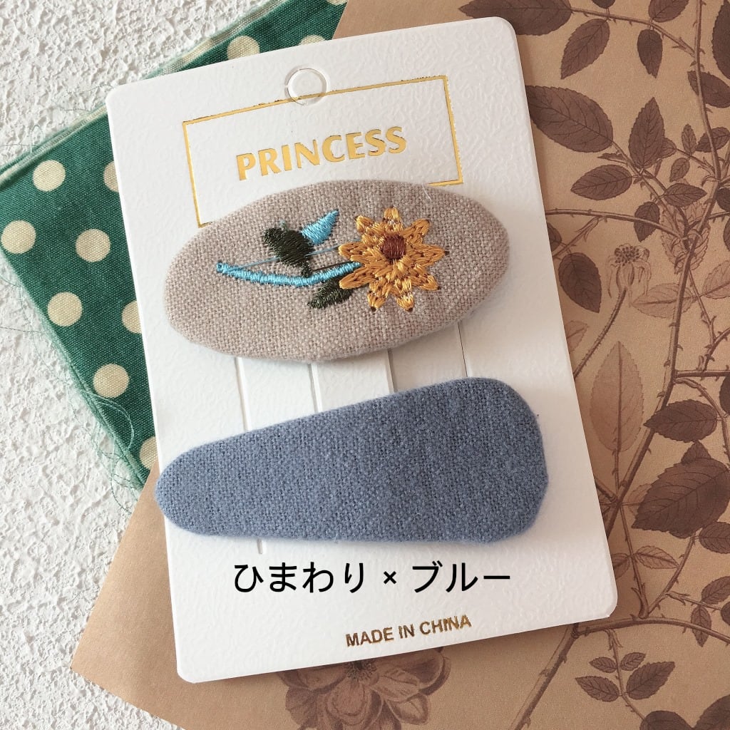 restock!【送料無料】刺繍ぱっちんピン ヘアクリップ ヘアアクセサリー