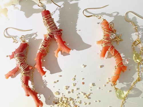 natural red coral earrings