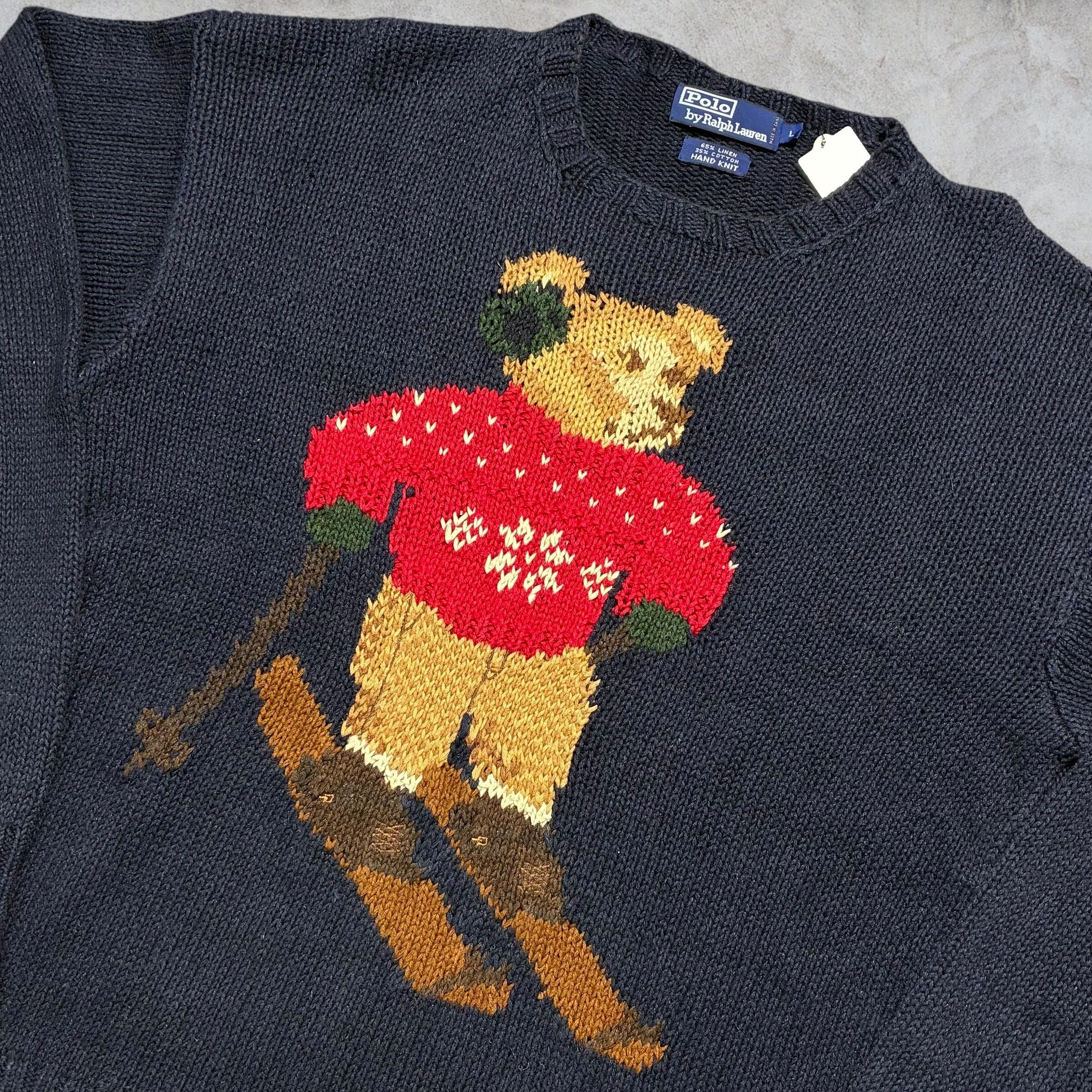 90's~00's Polo by Ralph Lauren Polo Bear Knit ''HAND KNIT
