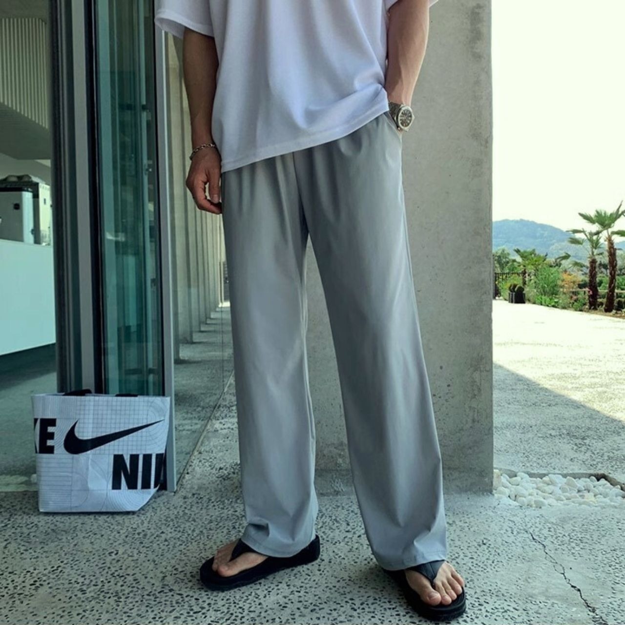 ルーズトソリッドカラーパンツ　0647