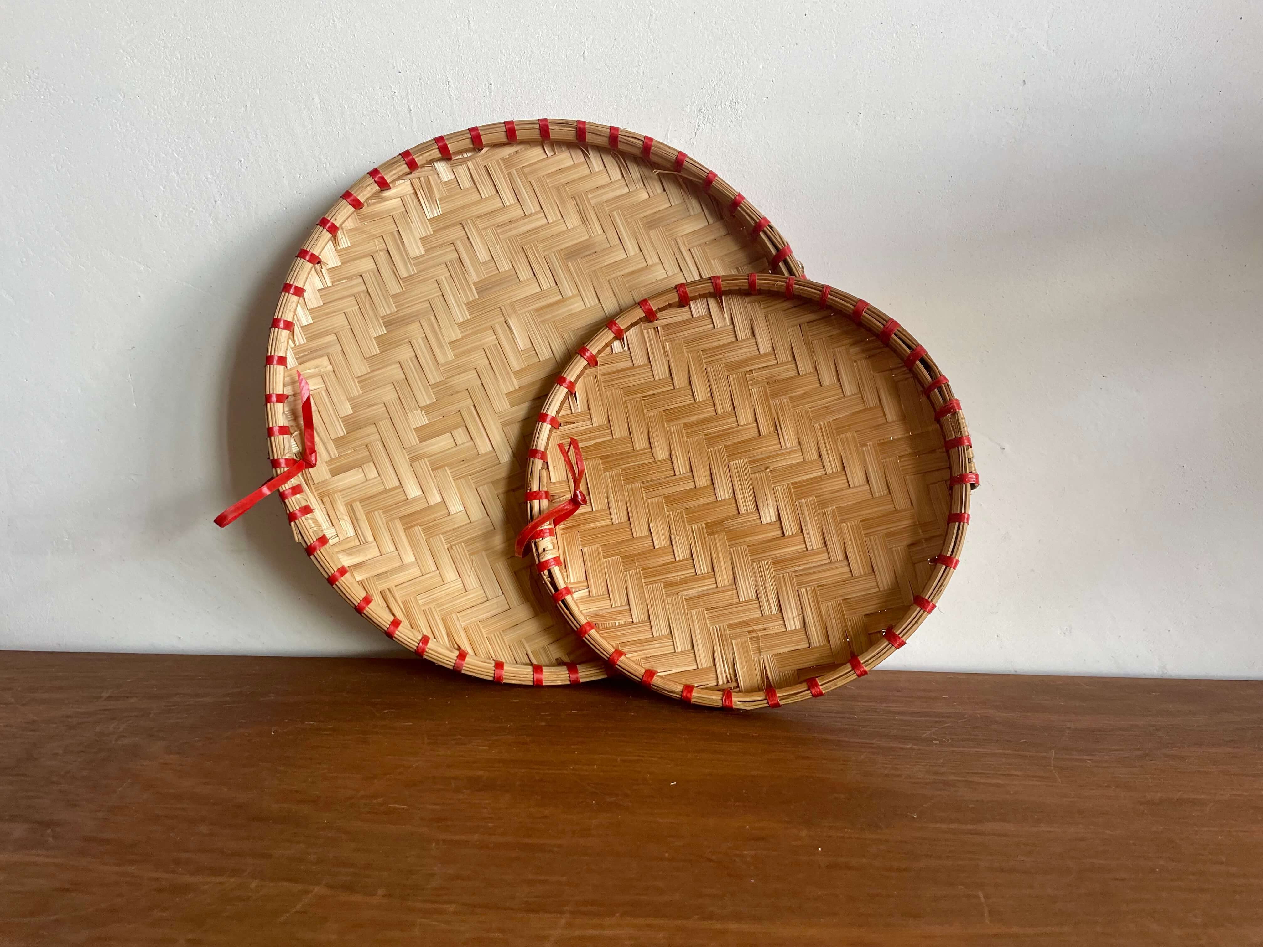 赤い紐のざる(2点セット)