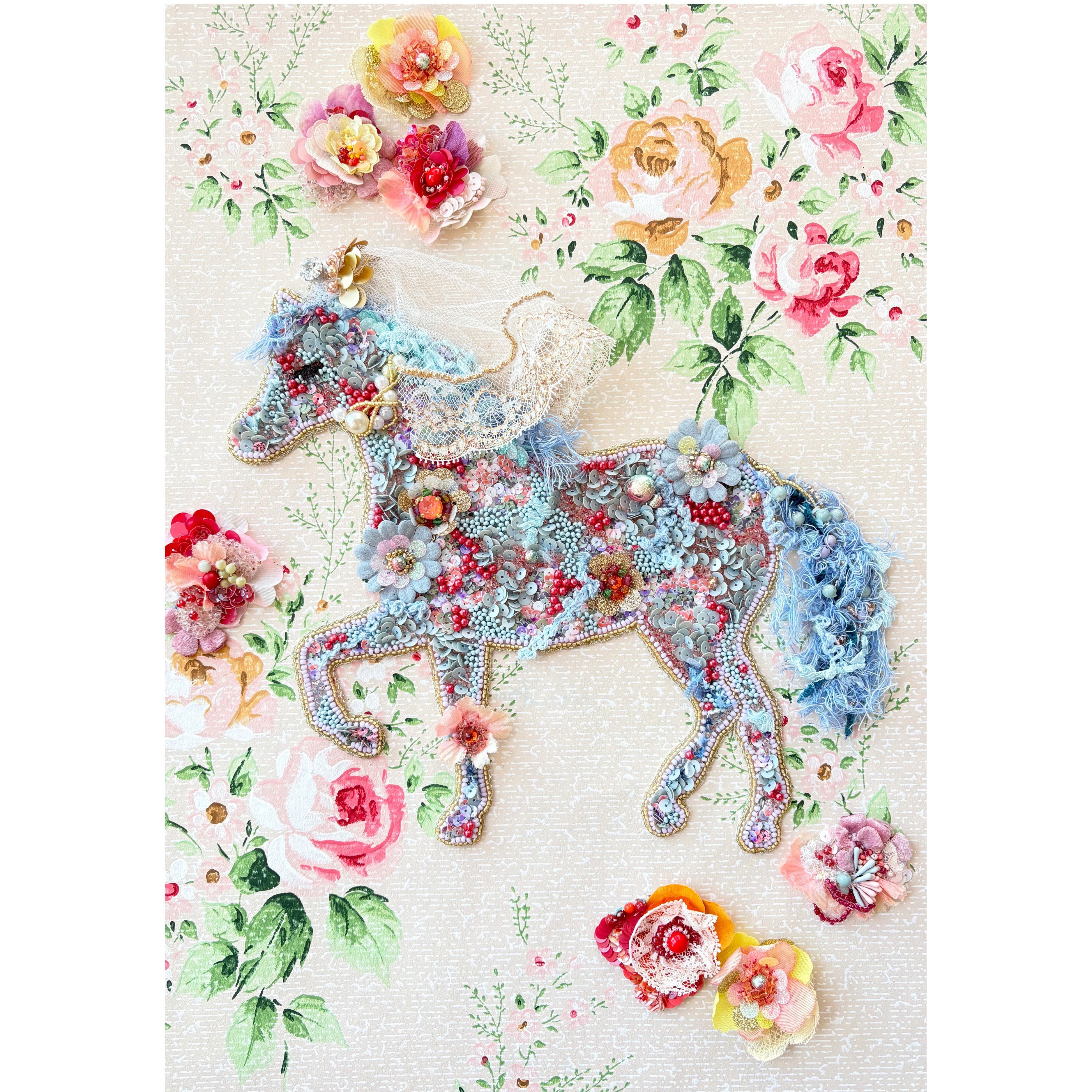 ビーズ刺繍アート（額装） Framed Bead Embroidery Art ｜ 