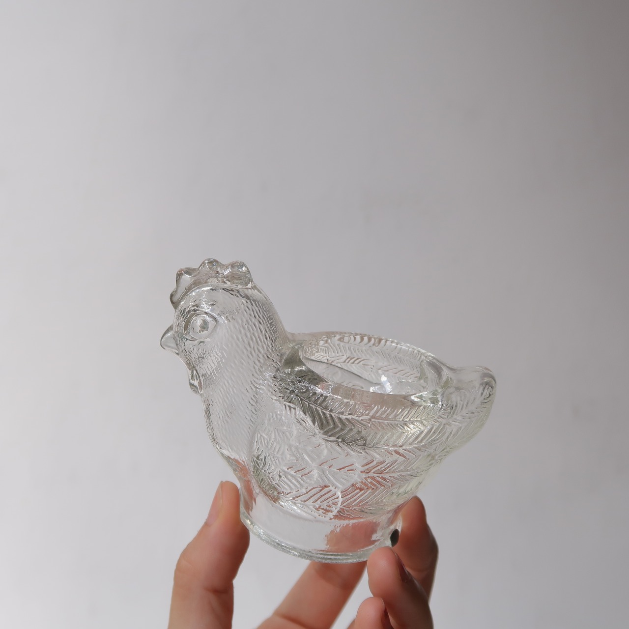 にわとりガラスのジュエリートレイ