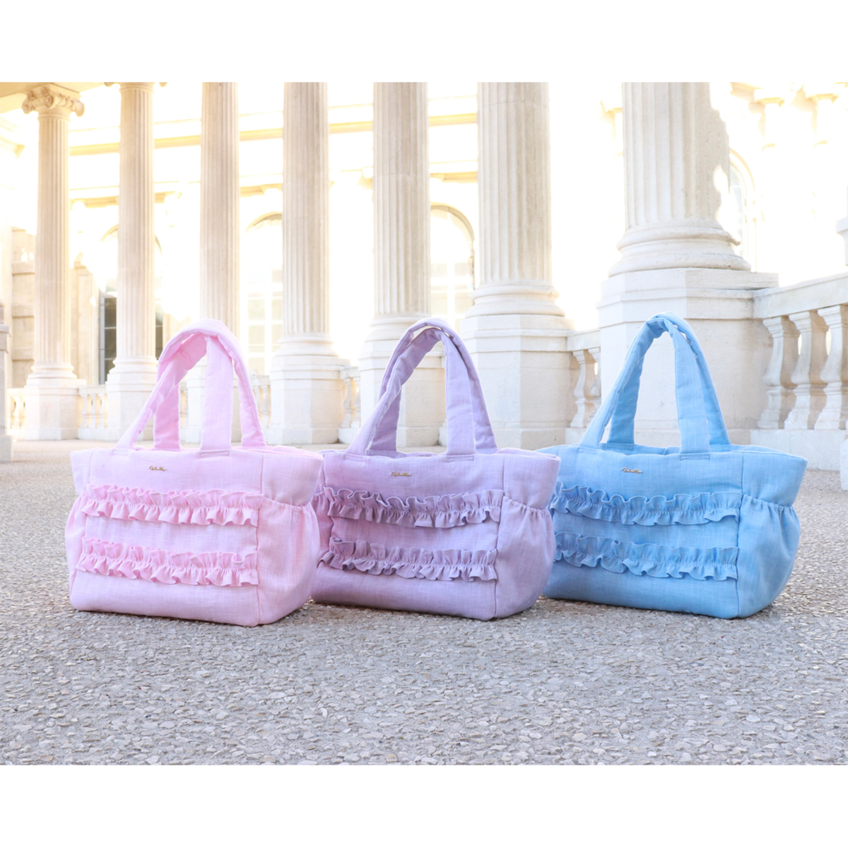 mimtto ミムット 新品タグ付き　Ruffled linen bag M 即納【Mimtto】Sherbet Linen Ruffle Bag シャーベットリネンラッフル