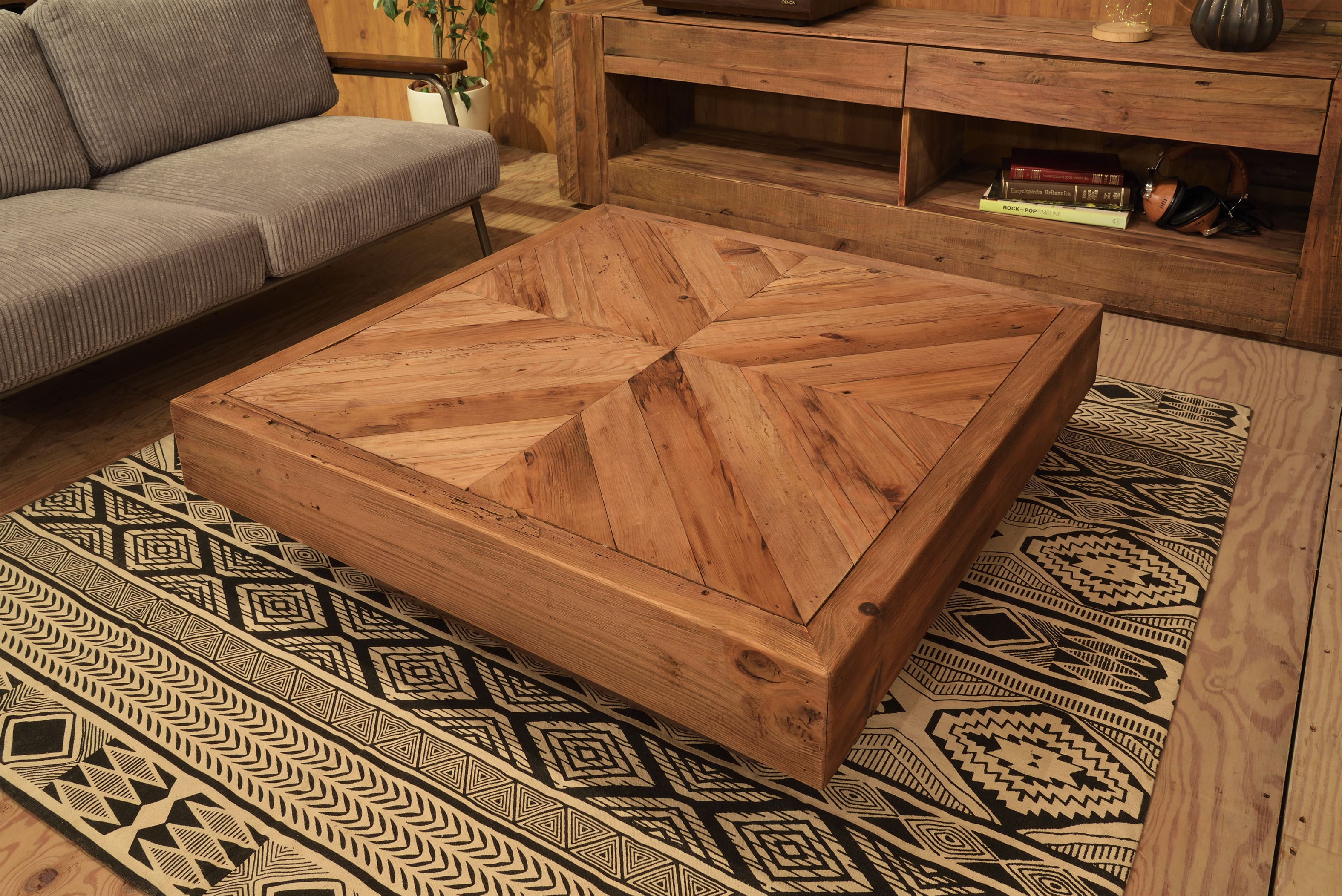 ヘリンボーンデザインセンターテーブル LIFE FURNITURE HERRINGBONE