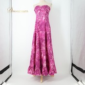 フラダンス 衣装 CC Fashions CCファッション ワンピース ドレス パープル系 ピンク系 モンステラ柄 チューブトップ 紫 マゼンタ 総柄 ハワイアンプリント アロハ フリル ダンス衣装 イベント ステージ おしゃれ かわいい 華やか 鮮やか