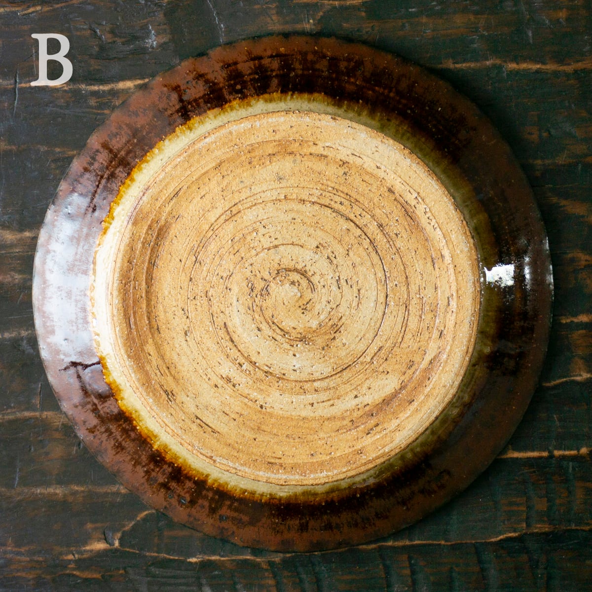 湯町窯 スリップウエアー 8寸皿 B