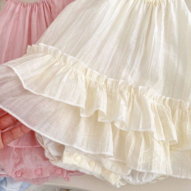 【BABY】プリズムキャンディフリルティアードキャミソールロンパース - 13