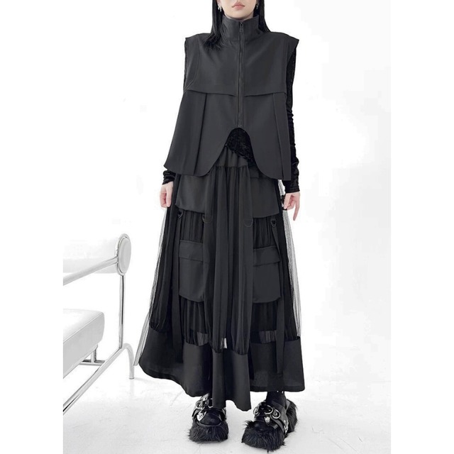 Utility pocket tulle skirt setup【2color】 C1457