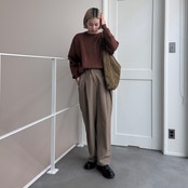 スラントウエストタックPT/ベージュ