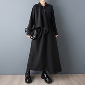 ボタンフロント 切替 デザイン シャツワンピース  00351