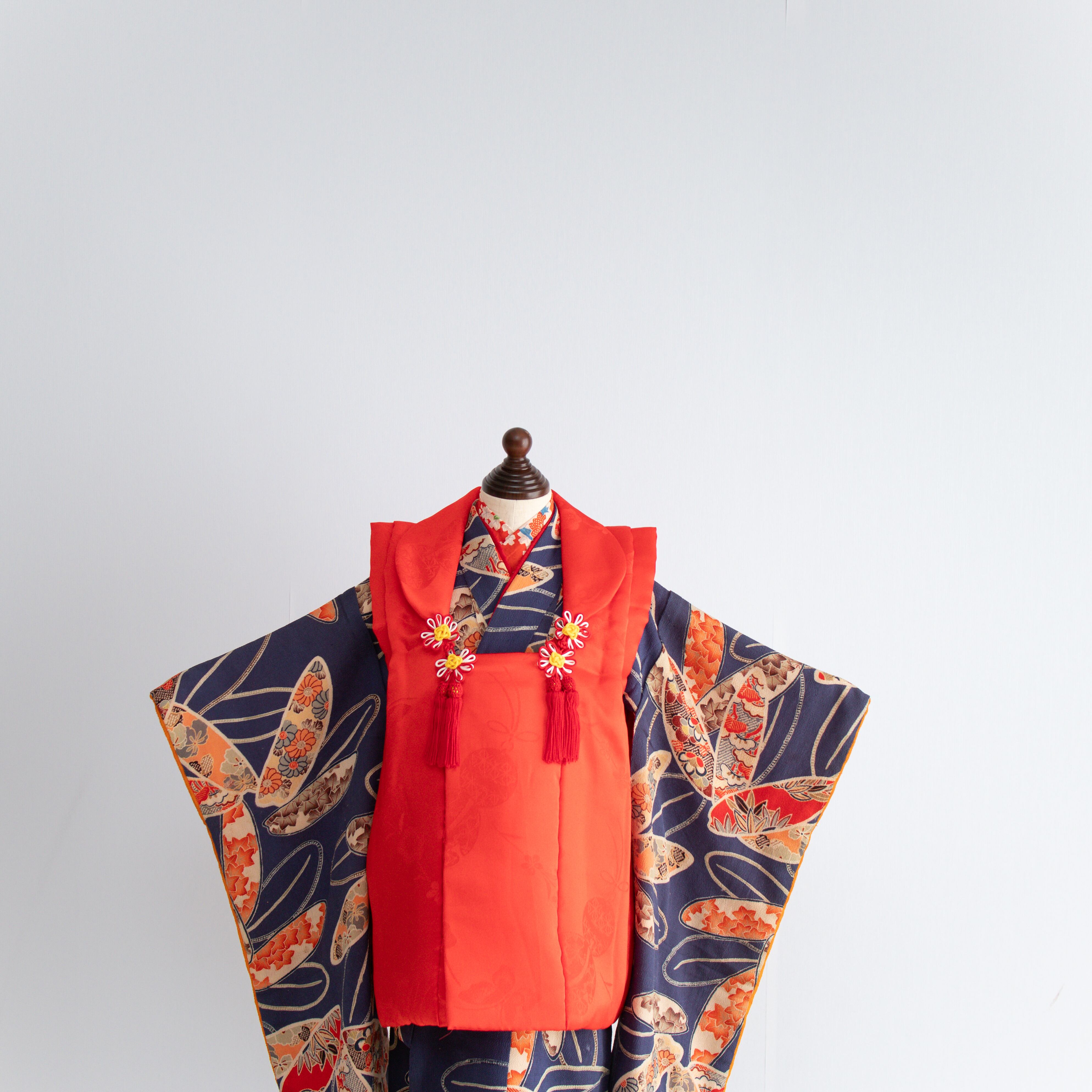 女の子被布style 『紺』/SA3025 (対応身長目安 85㎝~95cm)