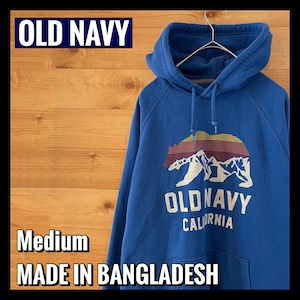 【OLD NAVY】ブランドロゴ 山 プリント プルオーバー パーカー オールドネイビー Mサイズ  アメリカ古着