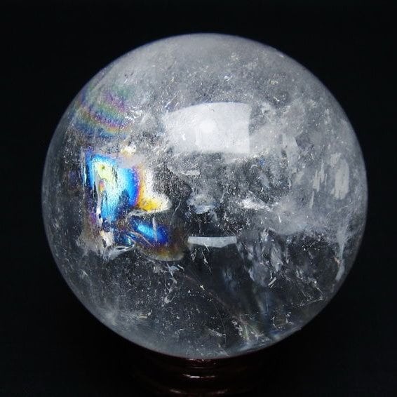 水晶 丸玉 虹入り 60mm スフィア 置物 水晶玉 一点物 151-8801