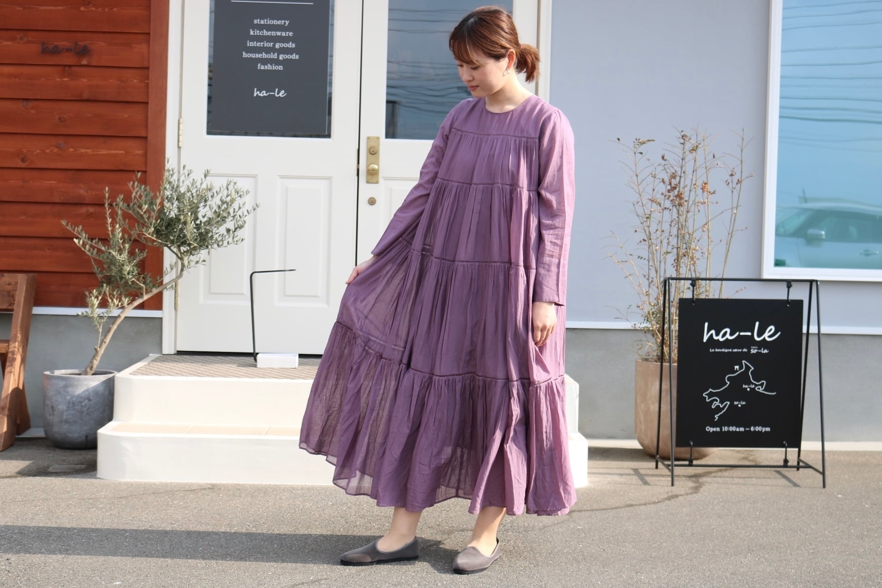 ヌキテパ　cotton voile tiered maxi dress