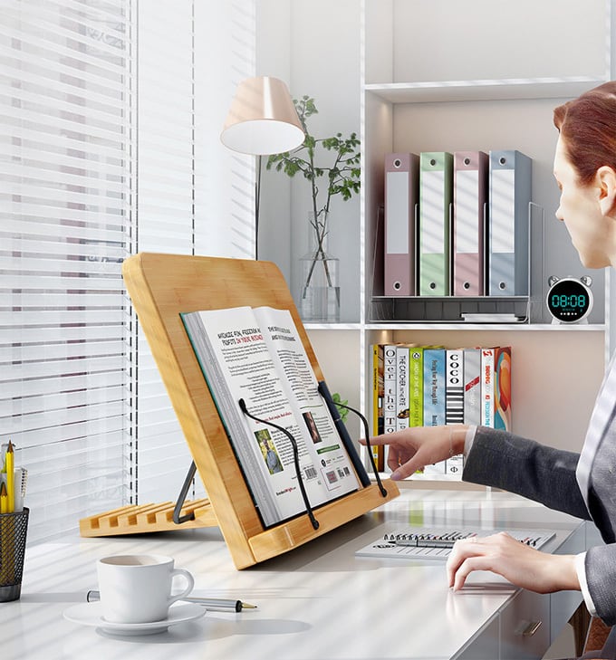 ブックスタンド 天然竹製 本スタンド 読書台 6段階調整 iPadスタンド