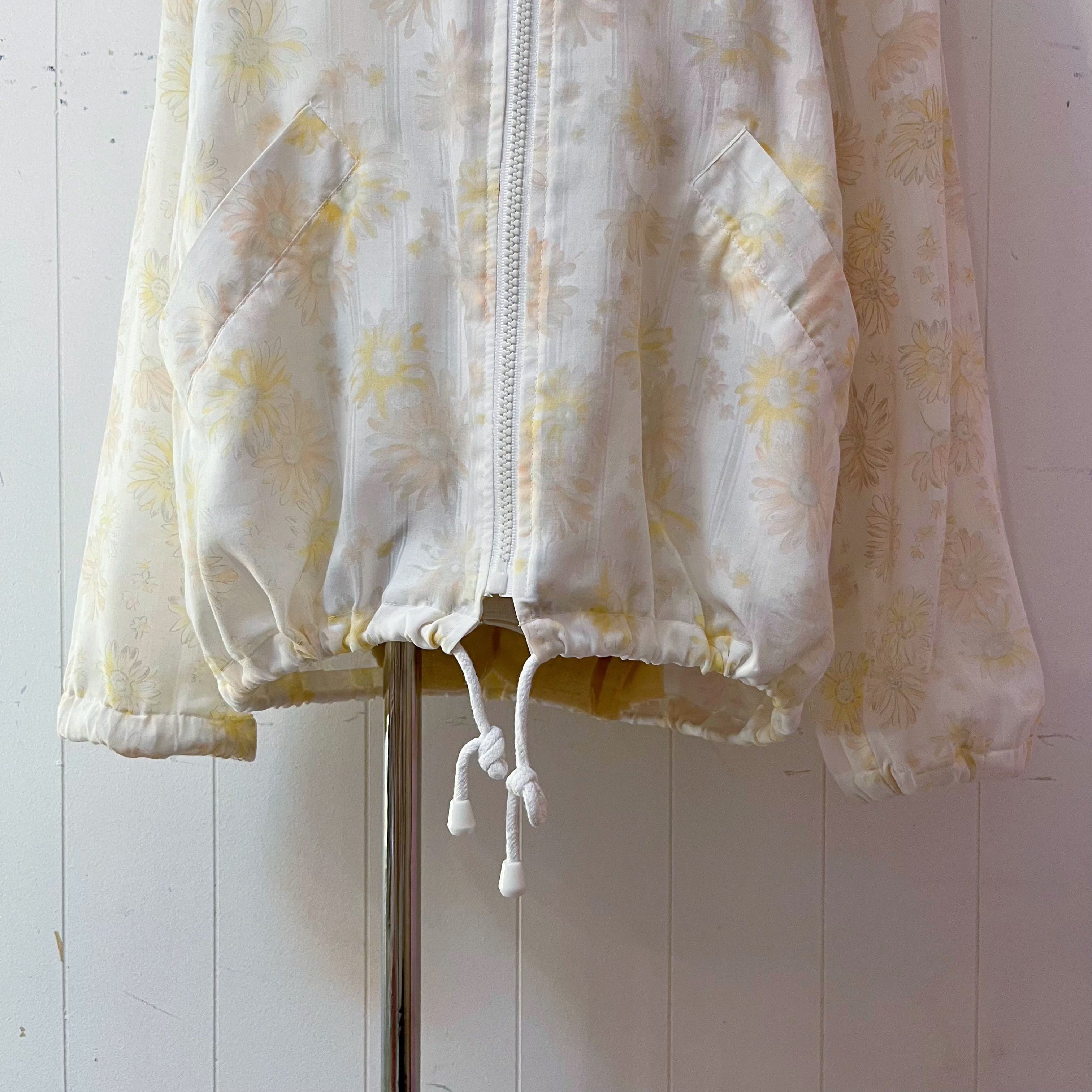 flower stripe sheer zip-up jacket