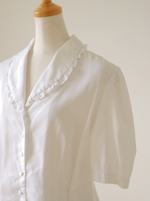 made in Romania frill collar puff sleeve blouse