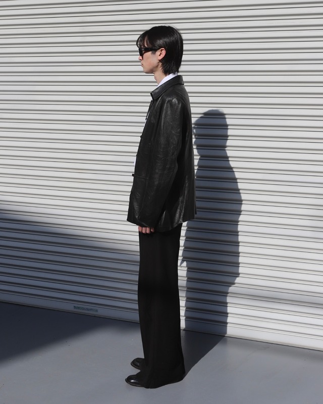 Box silhouette leather shirt blouson