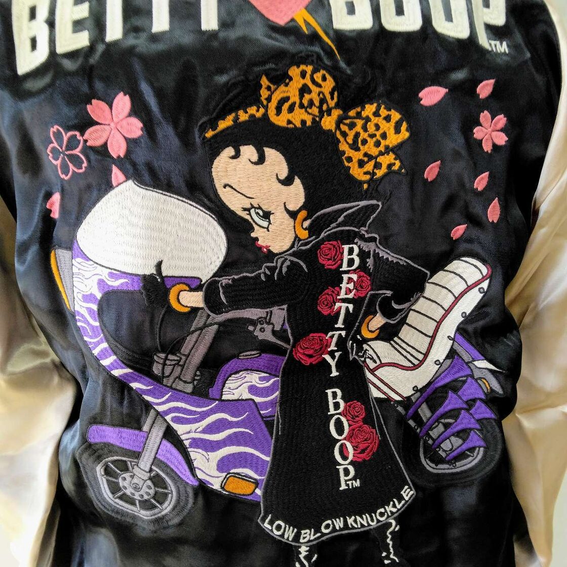 ヤンキーベティちゃん刺繍 スカジャン 黒 XL Betty embroidered 