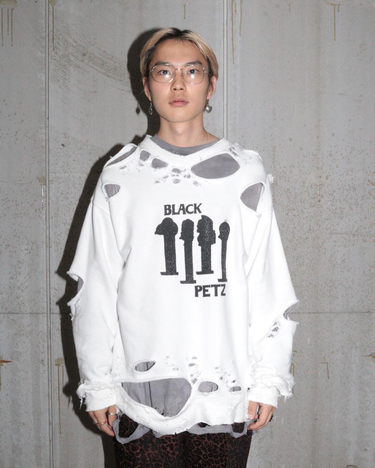 TEPPEI FURUYAMA IAAAM 別注 BORO SWEAT “BLACK PETZ”（WHITE) | IAAAM