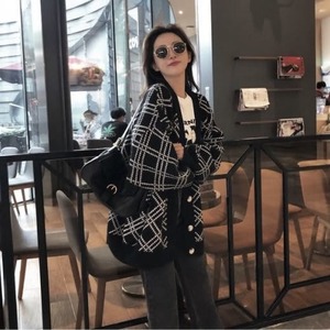 カーディガン ブラック アウター トップス ビックシルエット フリーサイズ ワンサイズ レディース カジュアル トレンド 可愛い 人気 秋冬 あったか 羽織 韓国風 10代 20代 30代