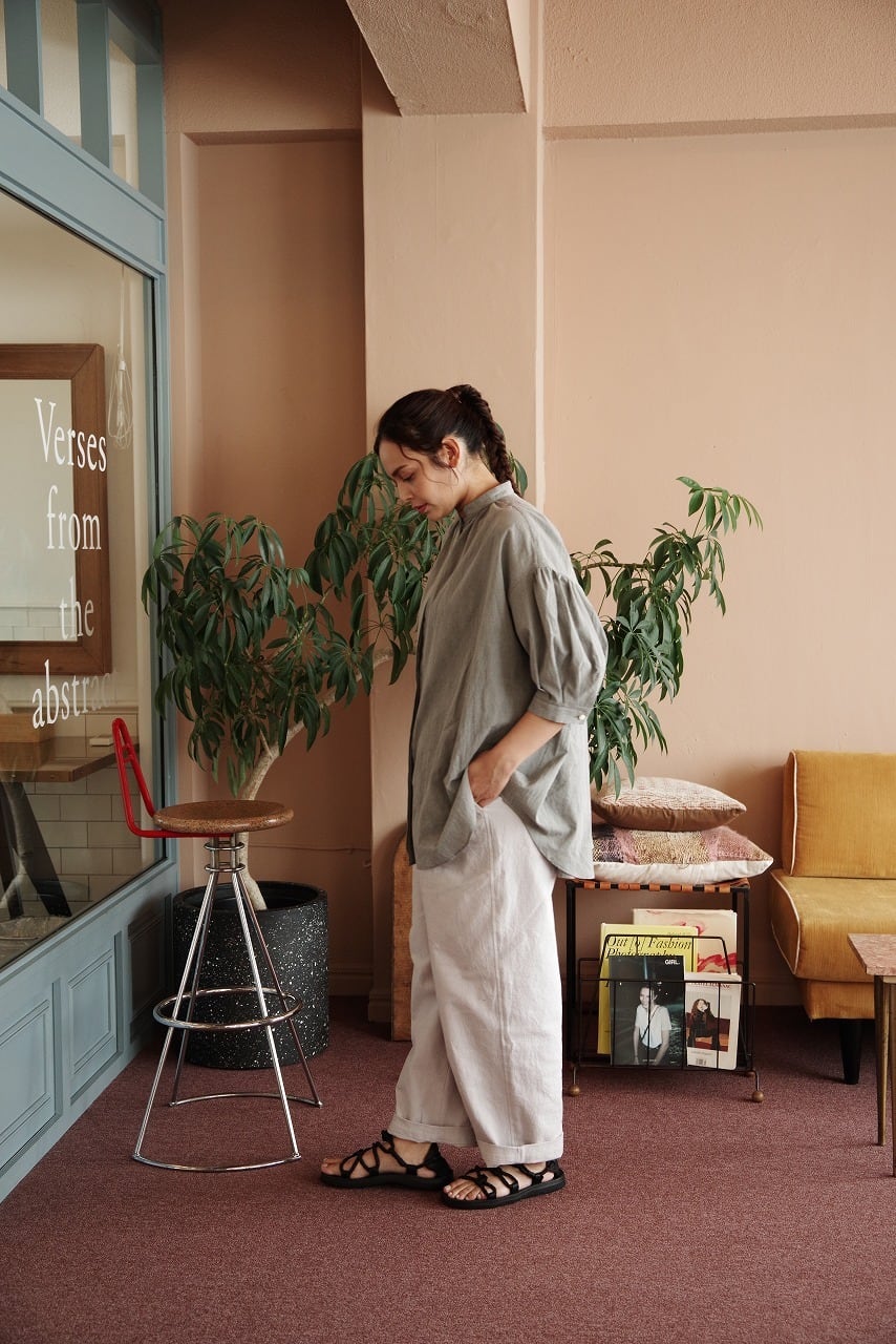 Antique Check Fly-Front Blouse