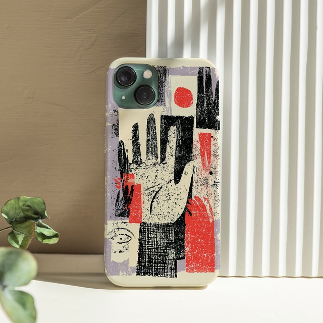 受注生産 iPhoneケース 赤黒ブラシのZINEコラージュ｜紙もの風 ZINE022A