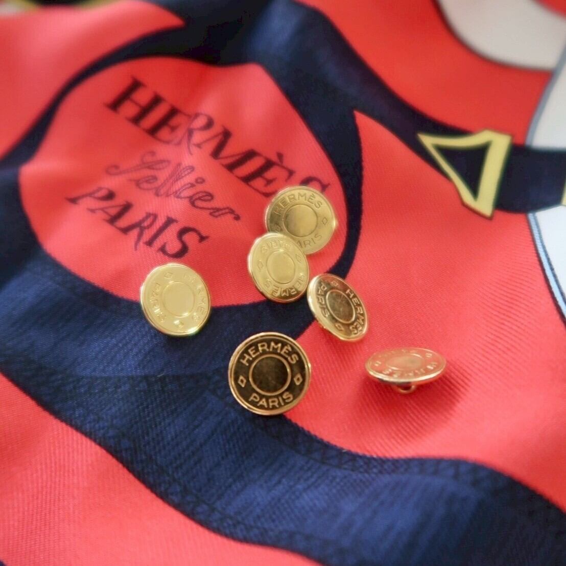 VINTAGE HERMES BUTTON】セリエ ゴールド ボタン 12mm H-26001
