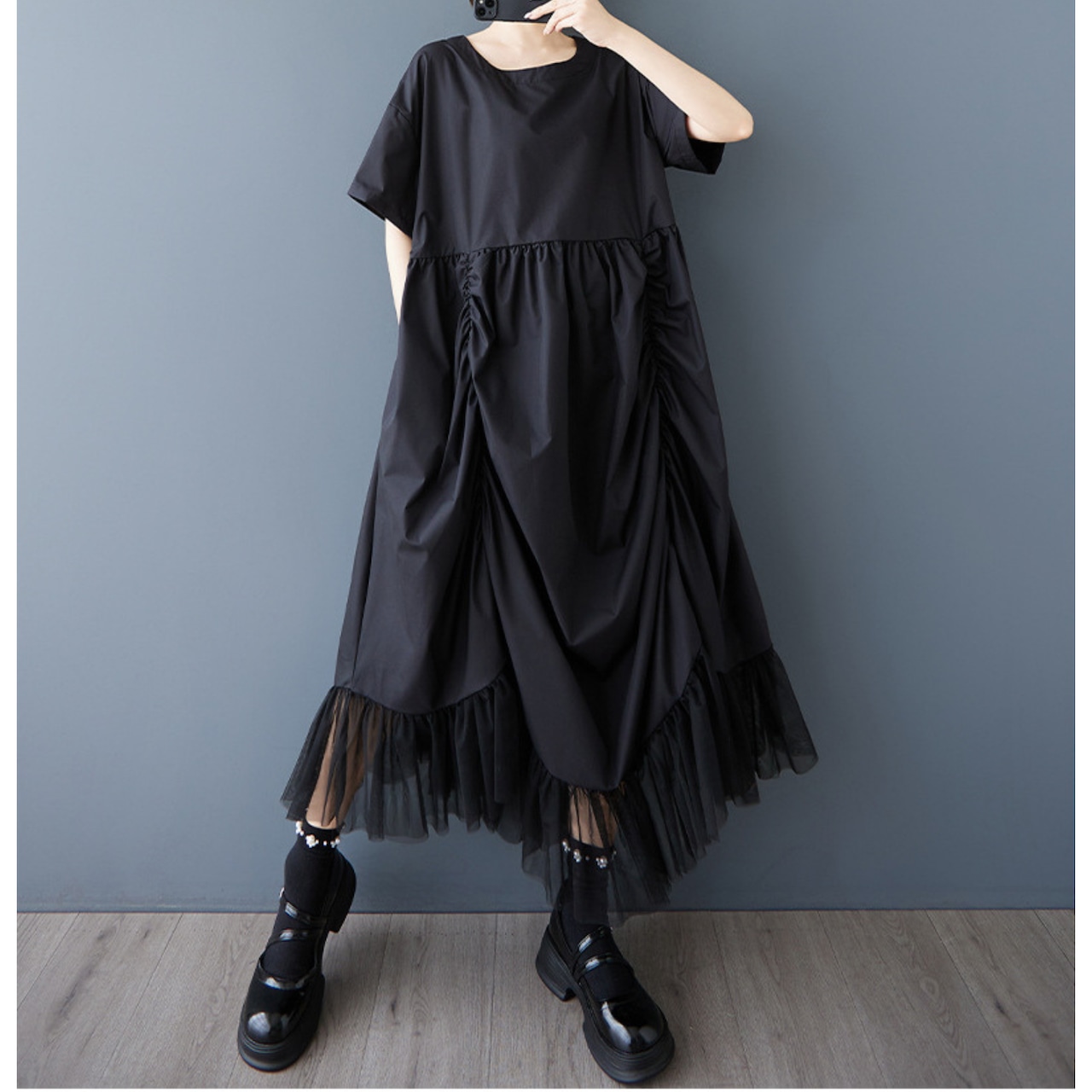 オブシディアンヴェール 異素材mixワンピ M24382