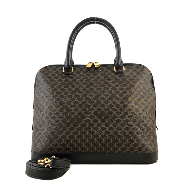 CELINE セリーヌ マカダム レザー 2way ブガッディ ハンドバッグ ブラック vintage ヴィンテージ オールド 2wzg33