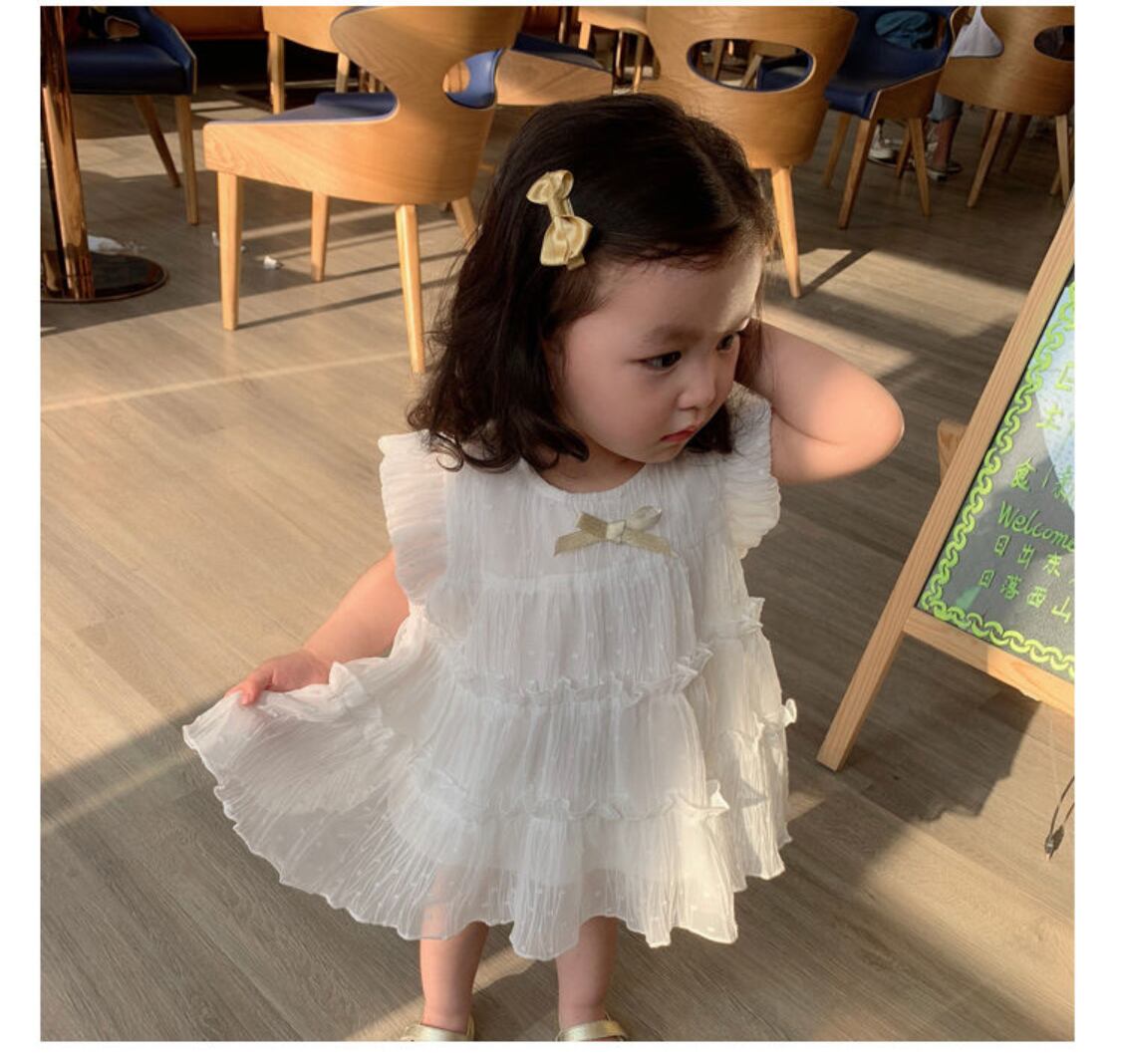 フリルサマードレス》》》》》リボン ワンピース レース 女の子 ベビー キッズ 海外子供服 パーティー お出かけ