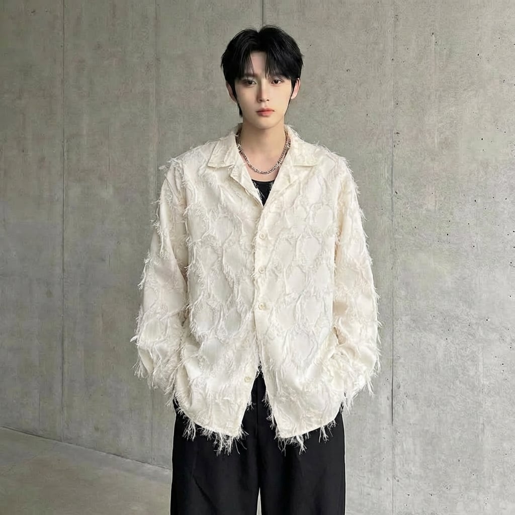 フェザーライク フリンジデザインシャツ 2カラー D11269