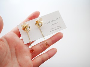 orange crystal & flower pierce《2way》