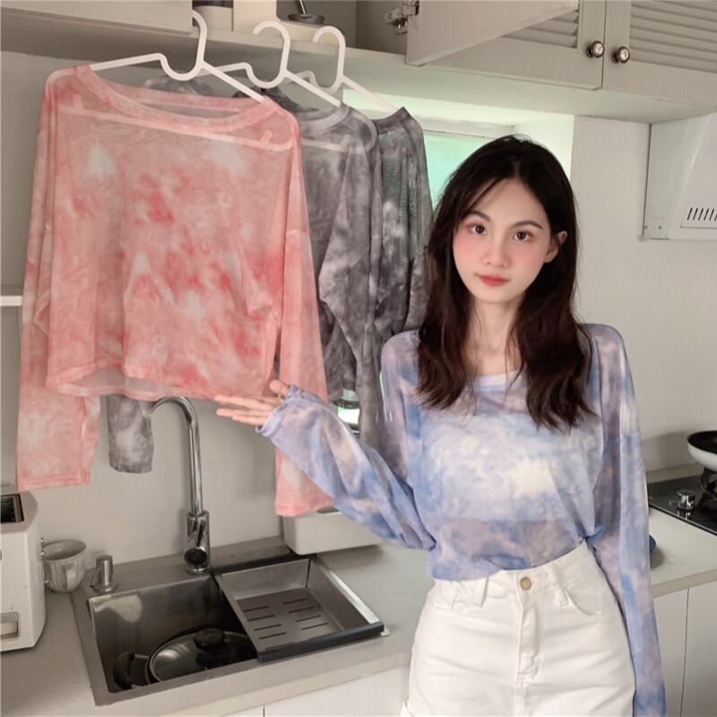 Tシャツ シャツ 薄手サマーメッシュルーズトップス ロング 夏物 1号婦人76122837826