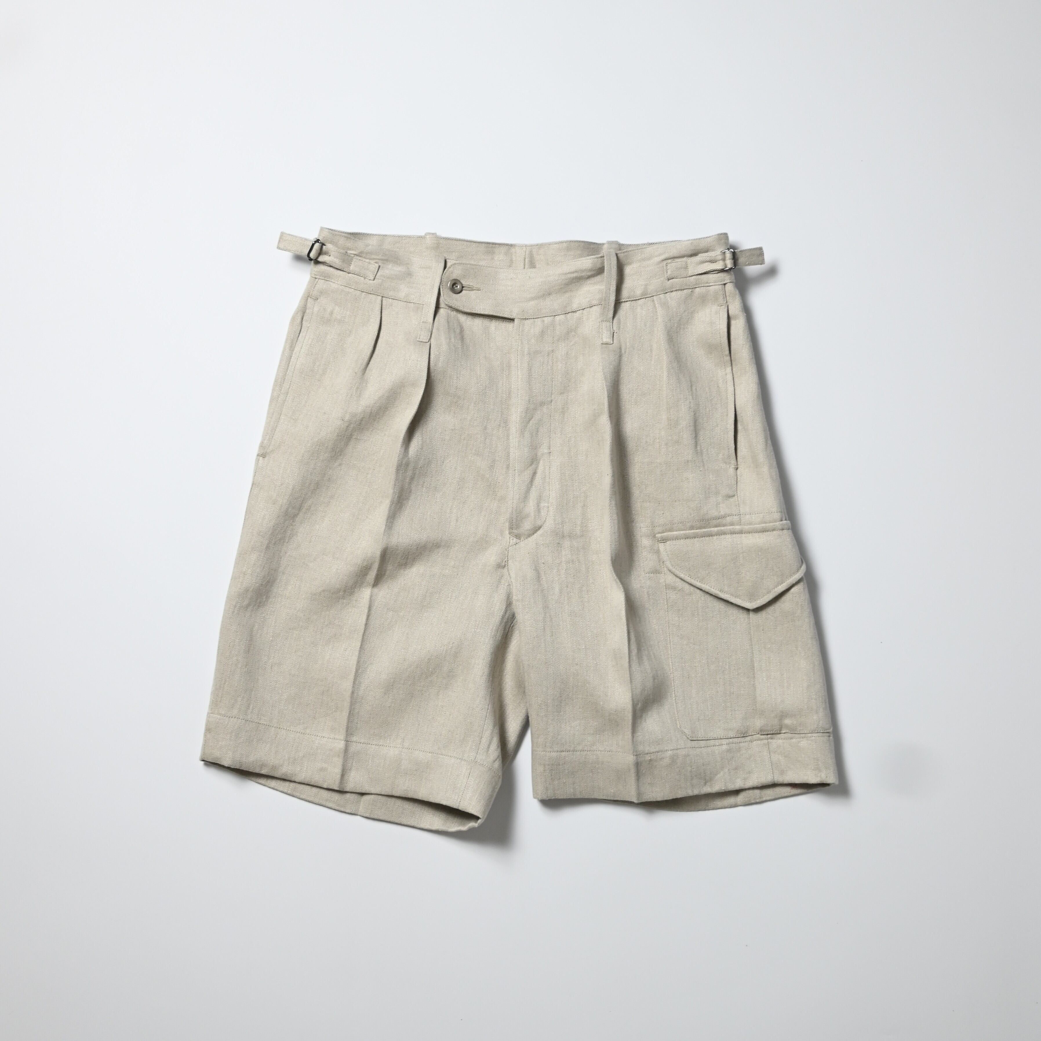 c*t様 OLDJOE リネン グルカ ショーツ キナリ オールドジョー34L新 OLD JOE / SIDE BUCKLE GRUKHA SHORTS | GANKO